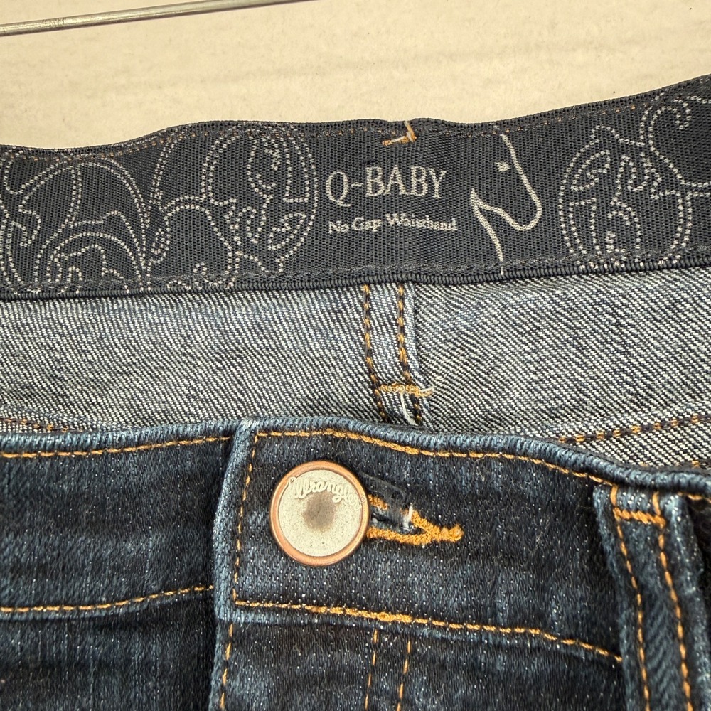 Wrangler Q-Baby Jeans Womens 9/10 x 34 Dark Wash Bootcut Ultimate Riding WRQ20DD - Picture 8 of 10